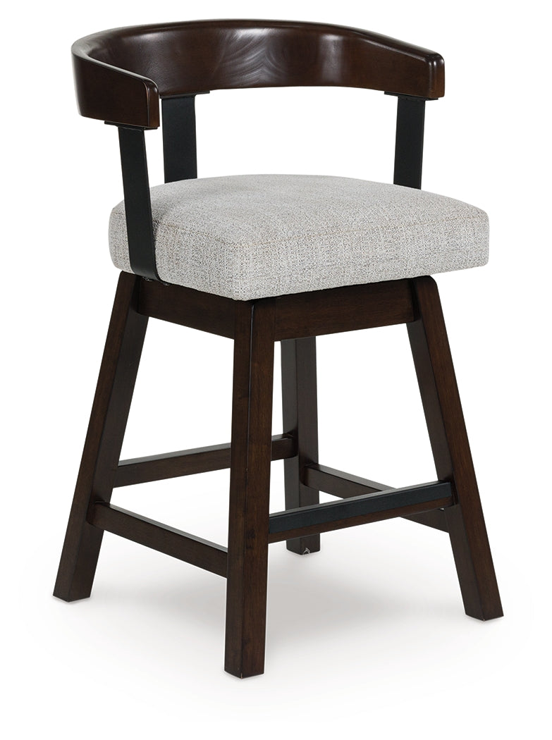 Haddigan Dark Brown Upholstered Swivel Barstool (Set of 2)