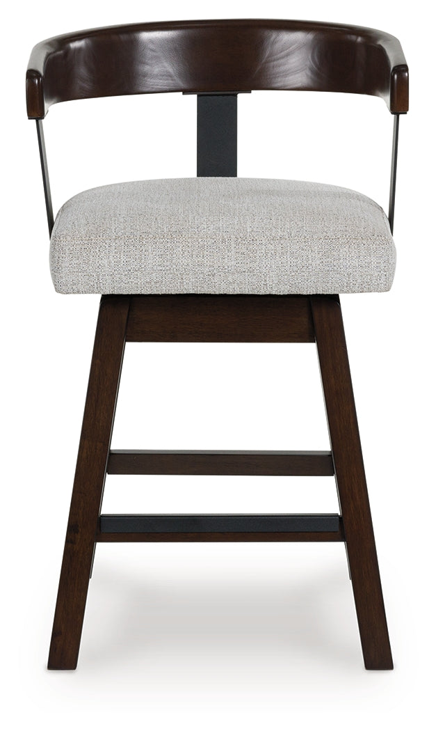 Haddigan Dark Brown Upholstered Swivel Barstool (Set of 2)