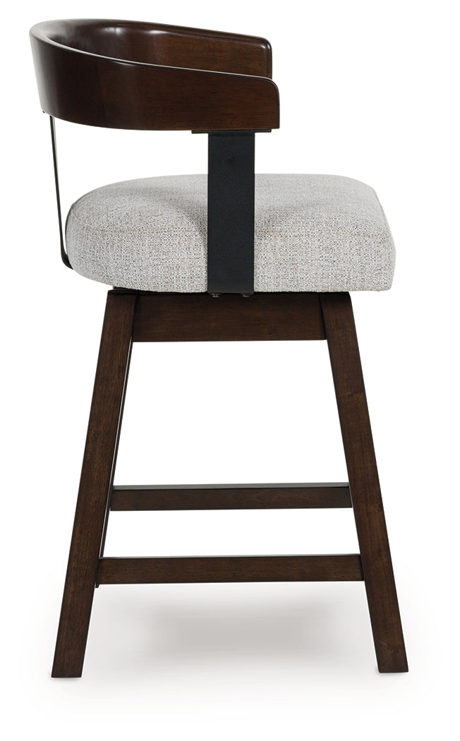 Haddigan Dark Brown Upholstered Swivel Barstool (Set of 2)