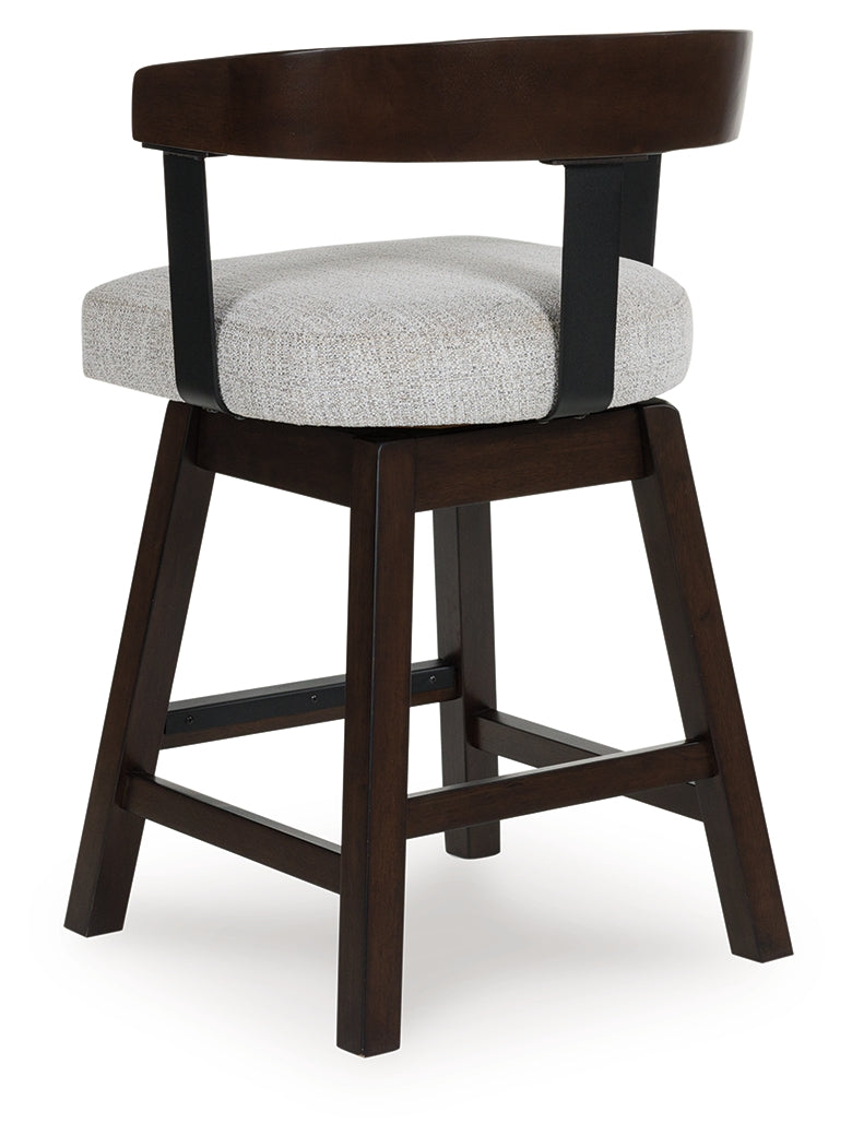Haddigan Dark Brown Upholstered Swivel Barstool (Set of 2)