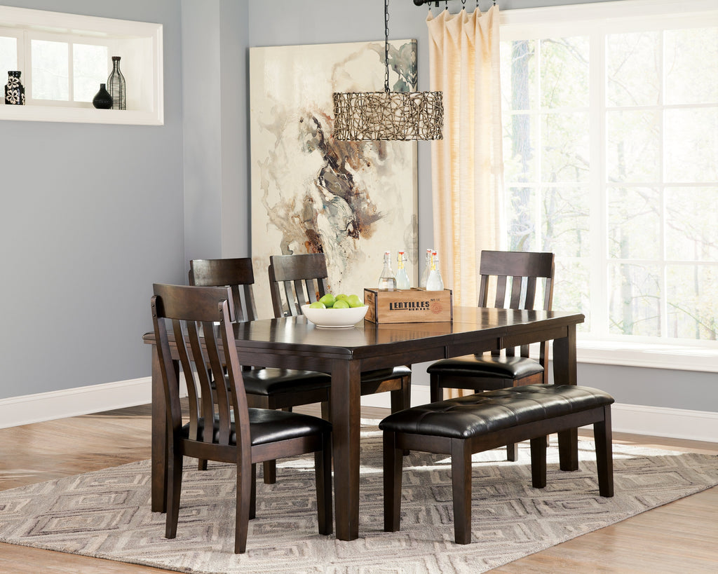 Haddigan Dark Brown Dining Table with 4 Chairs and Bench