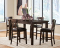 Haddigan Dark Brown Counter Height Dining Table and 4 Barstools