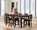 Haddigan Dark Brown Counter Height Dining Table and 6 Barstools
