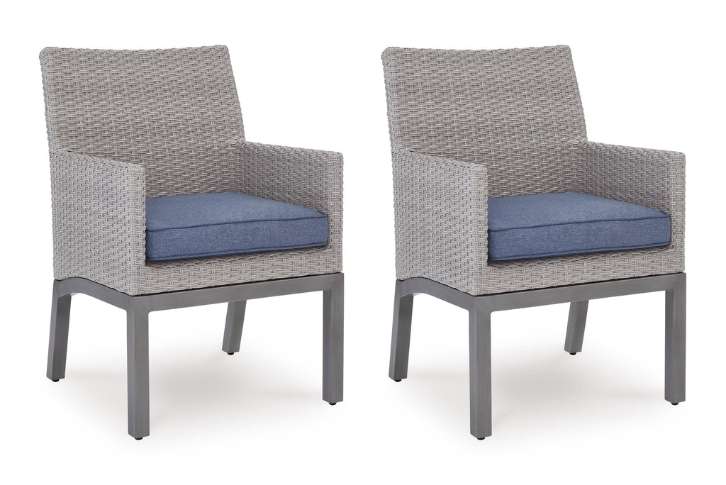 Half Moon Beach Blue/Gray Arm Chair With Cushion (Set of 2)