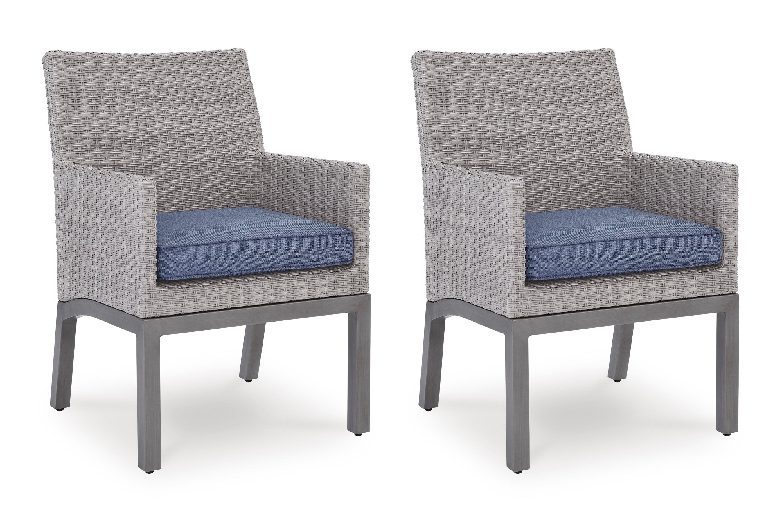 Half Moon Beach Blue/Gray Arm Chair With Cushion (Set of 2)