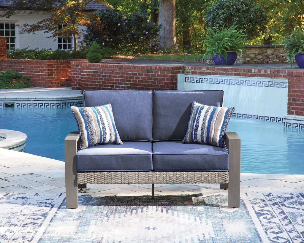 Half Moon Beach Blue/Gray Loveseat w/Cushion