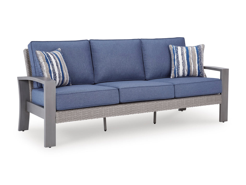 Half Moon Beach Blue/Gray Sofa with Cushion