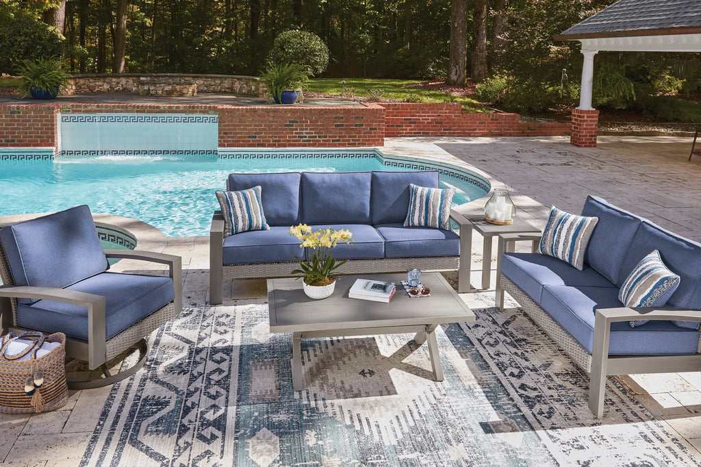 Half Moon Beach Blue/Gray Sofa with Cushion