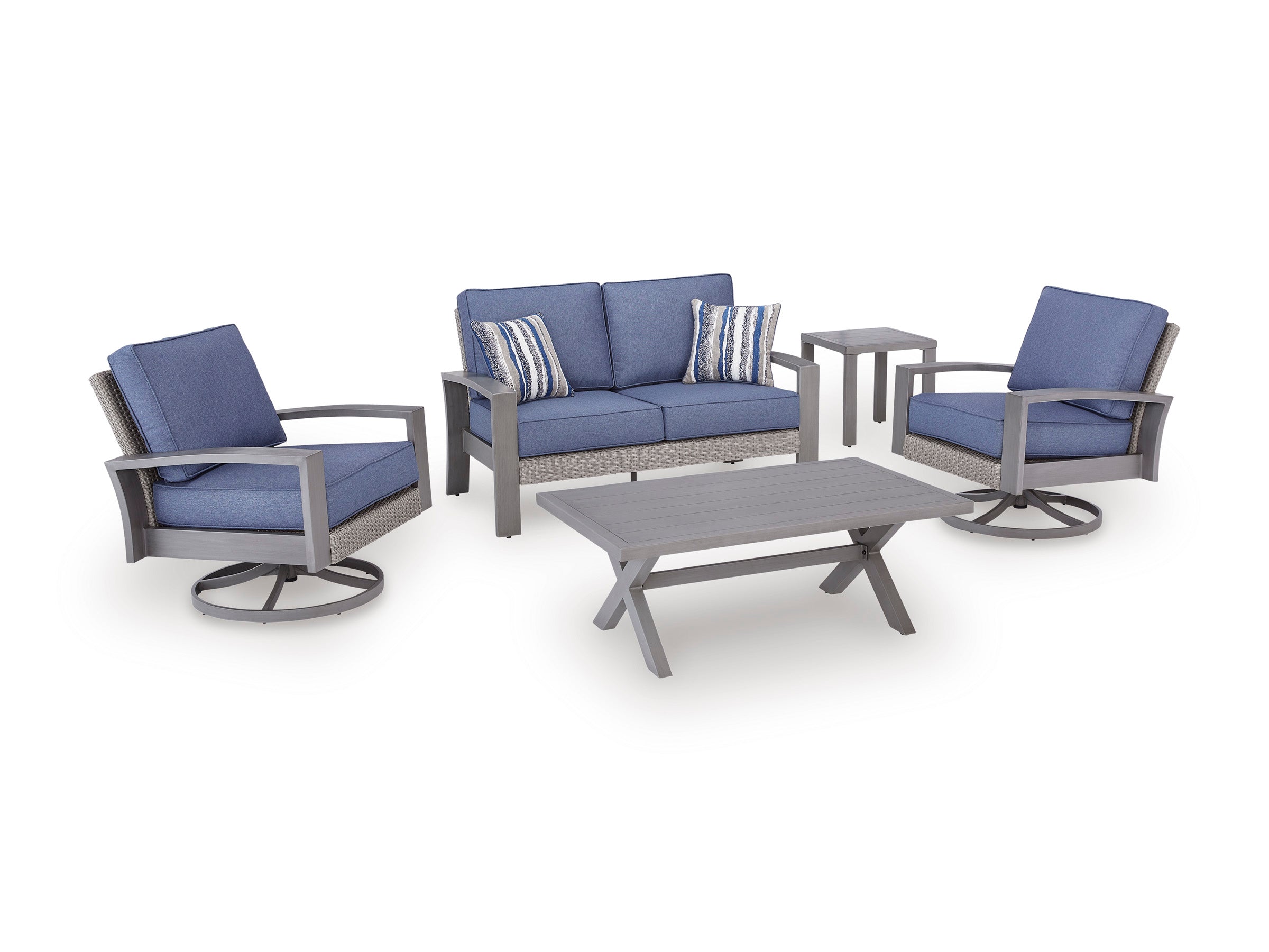 Half Moon Beach Blue/Gray Swivel Lounge w/ Cushion