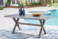 Half Moon Beach Gray RECT Dining Table w/UMB OPT