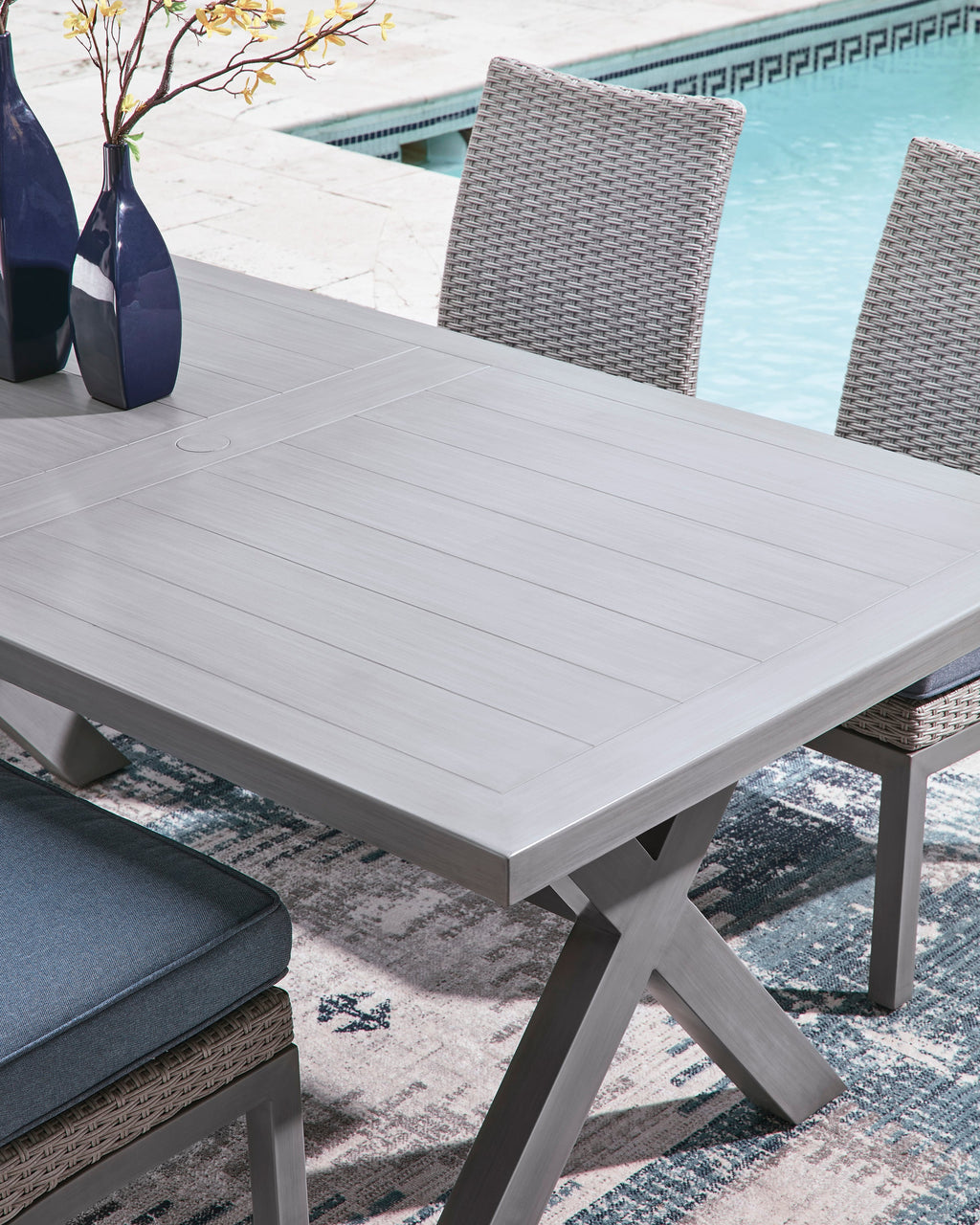 Half Moon Beach Gray RECT Dining Table w/UMB OPT