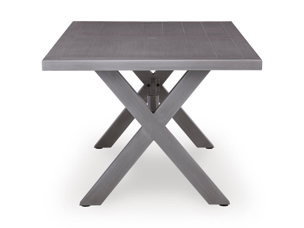 Half Moon Beach Gray RECT Dining Table w/UMB OPT