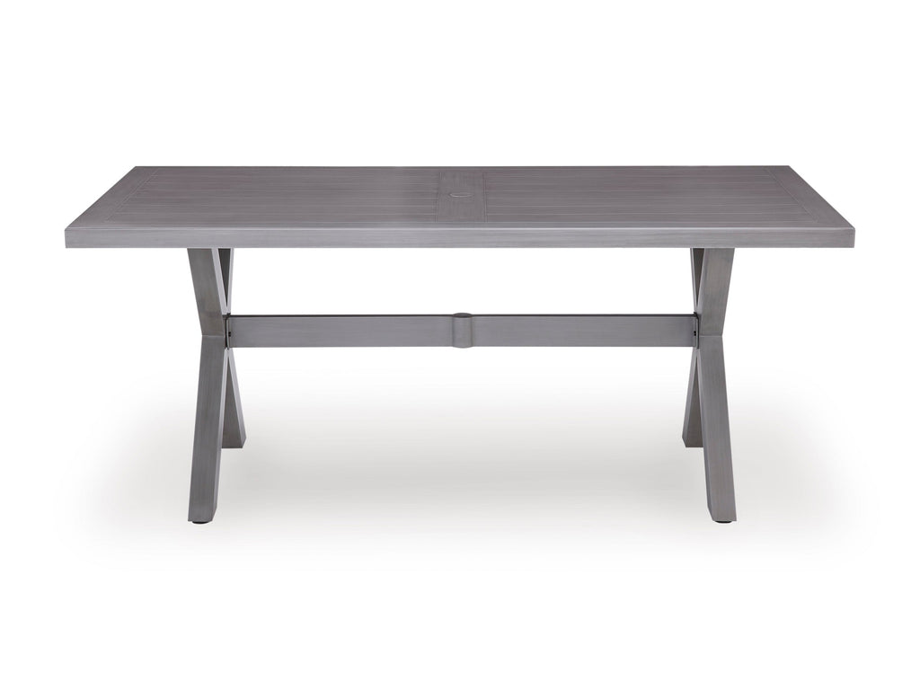 Half Moon Beach Gray RECT Dining Table w/UMB OPT