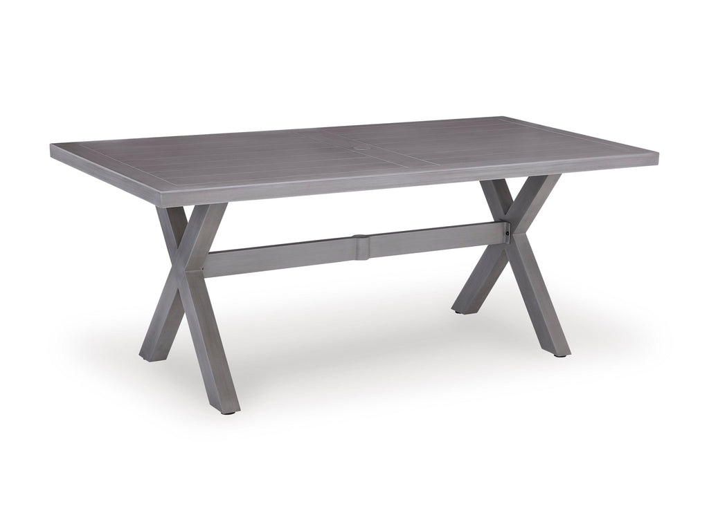 Half Moon Beach Gray RECT Dining Table w/UMB OPT