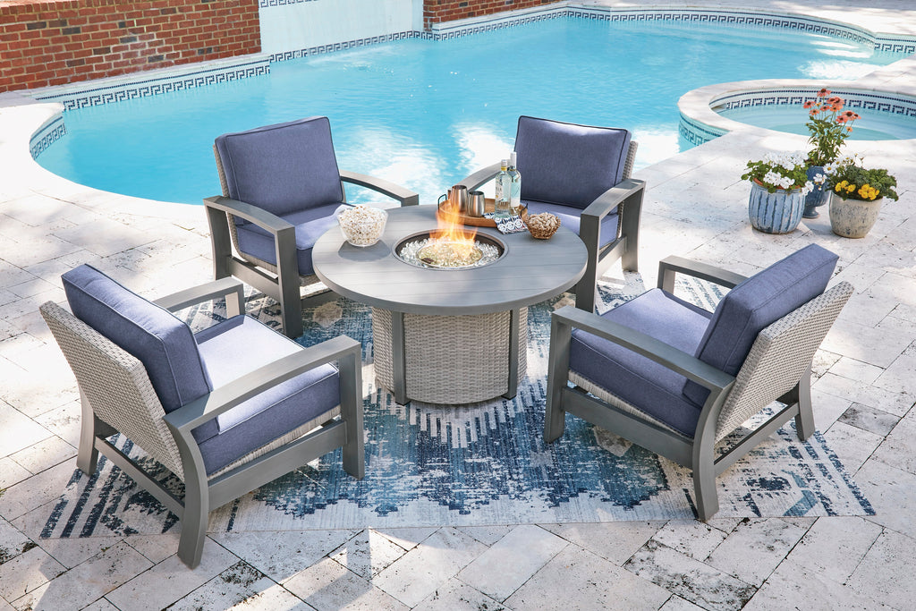 Half Moon Beach Gray Round Fire Pit Table