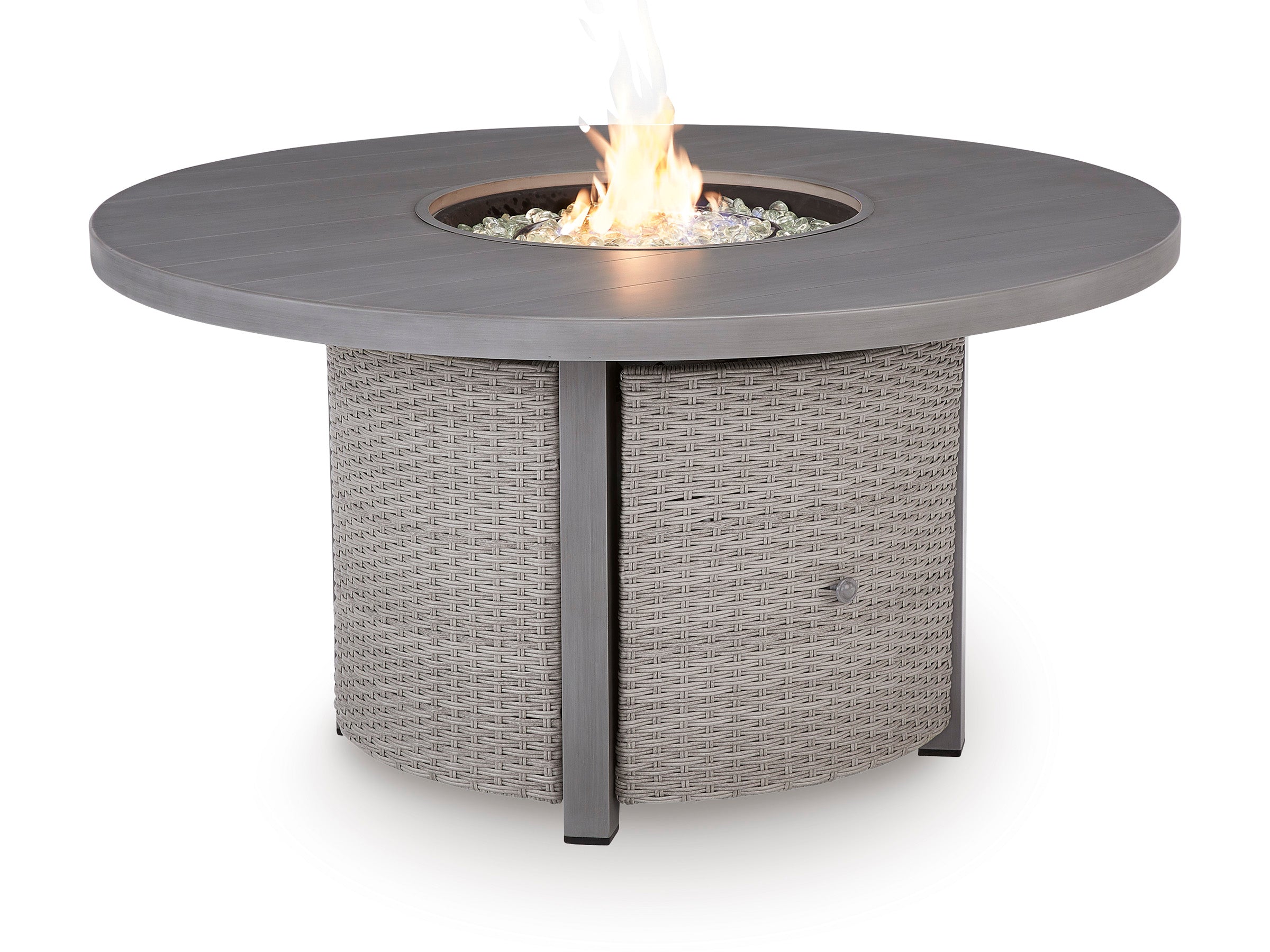 Half Moon Beach Gray Round Fire Pit Table