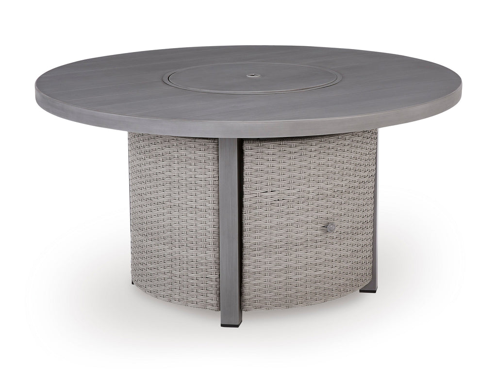 Half Moon Beach Gray Round Fire Pit Table