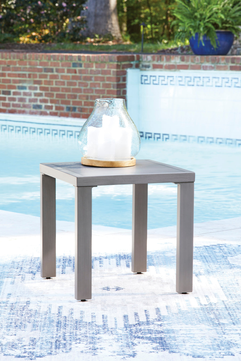 Half Moon Beach Gray Square End Table