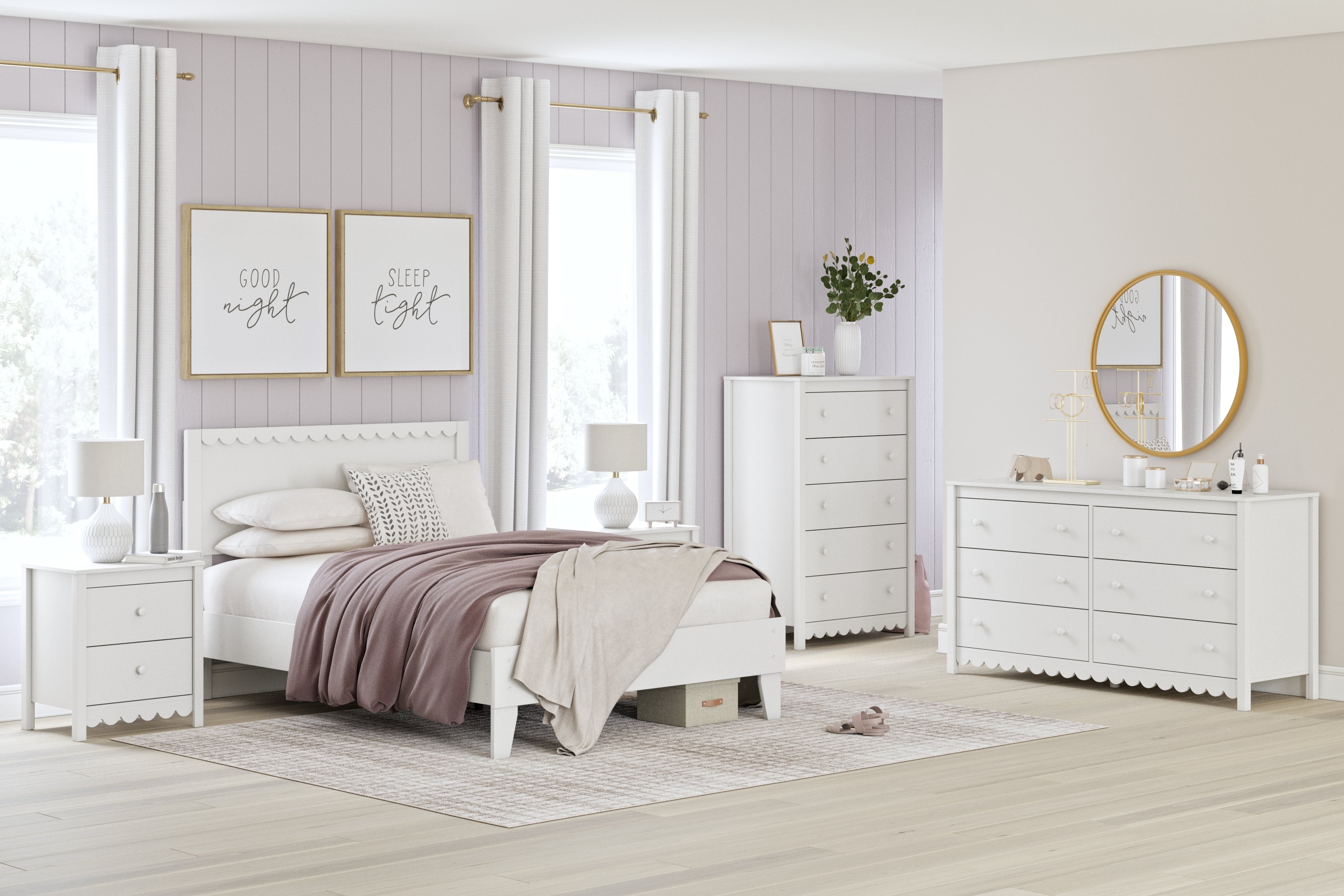 Hallityn White Full Panel Platform Youth Bed