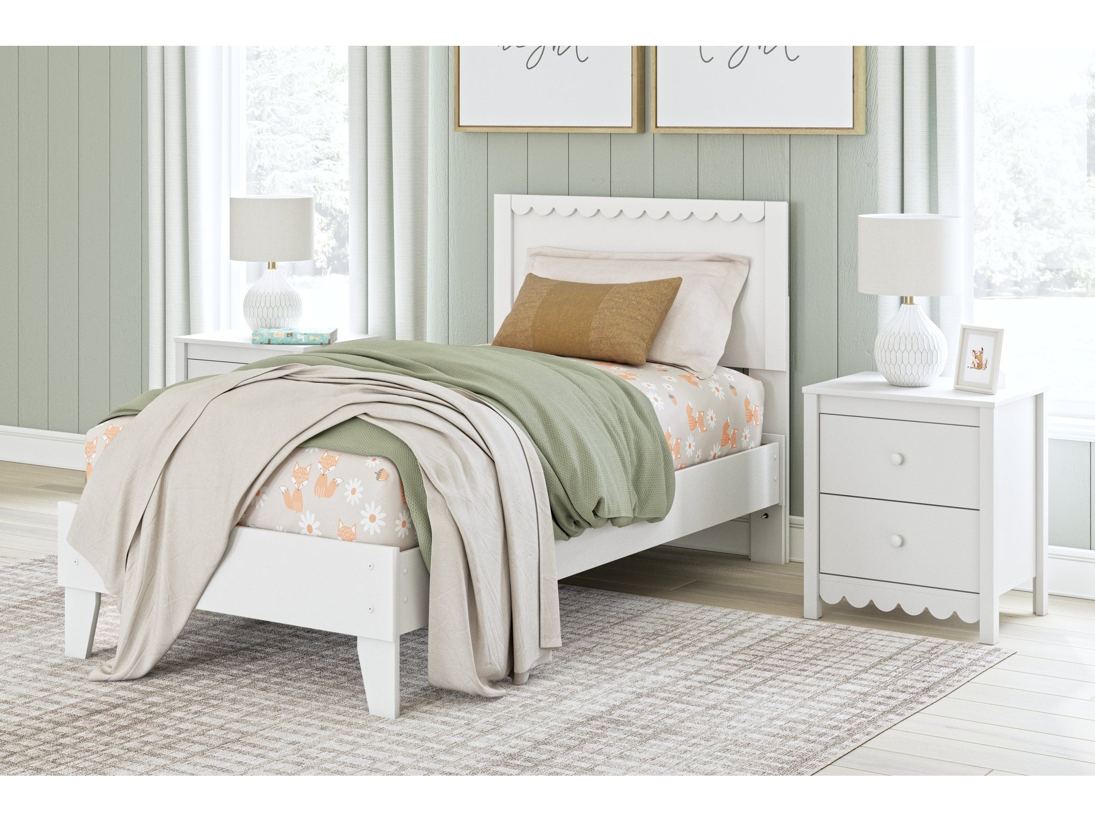 Hallityn White Twin Panel Platform Youth Bed