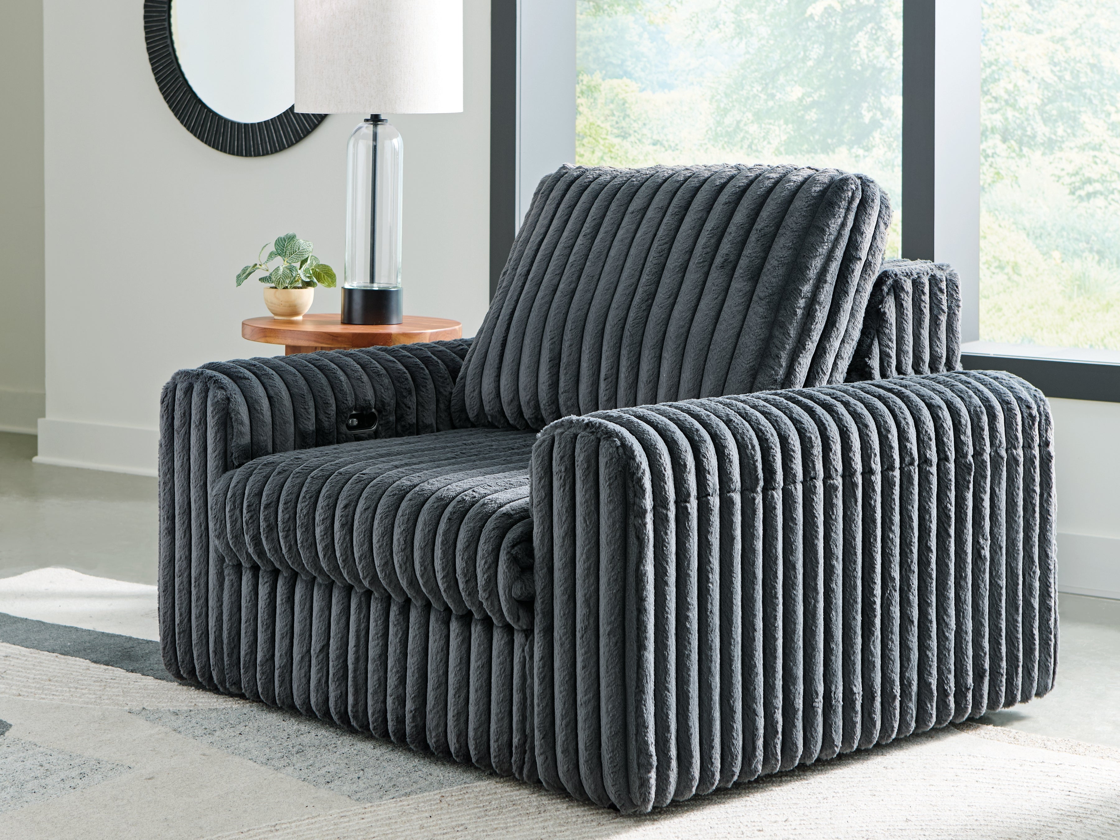 HamlinBay Gunmetal Power Gliding Chaise