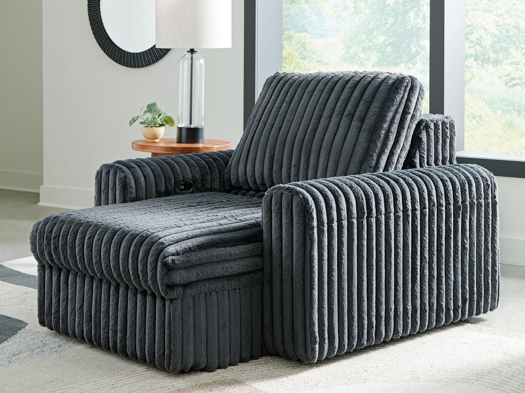 HamlinBay Gunmetal Power Gliding Chaise