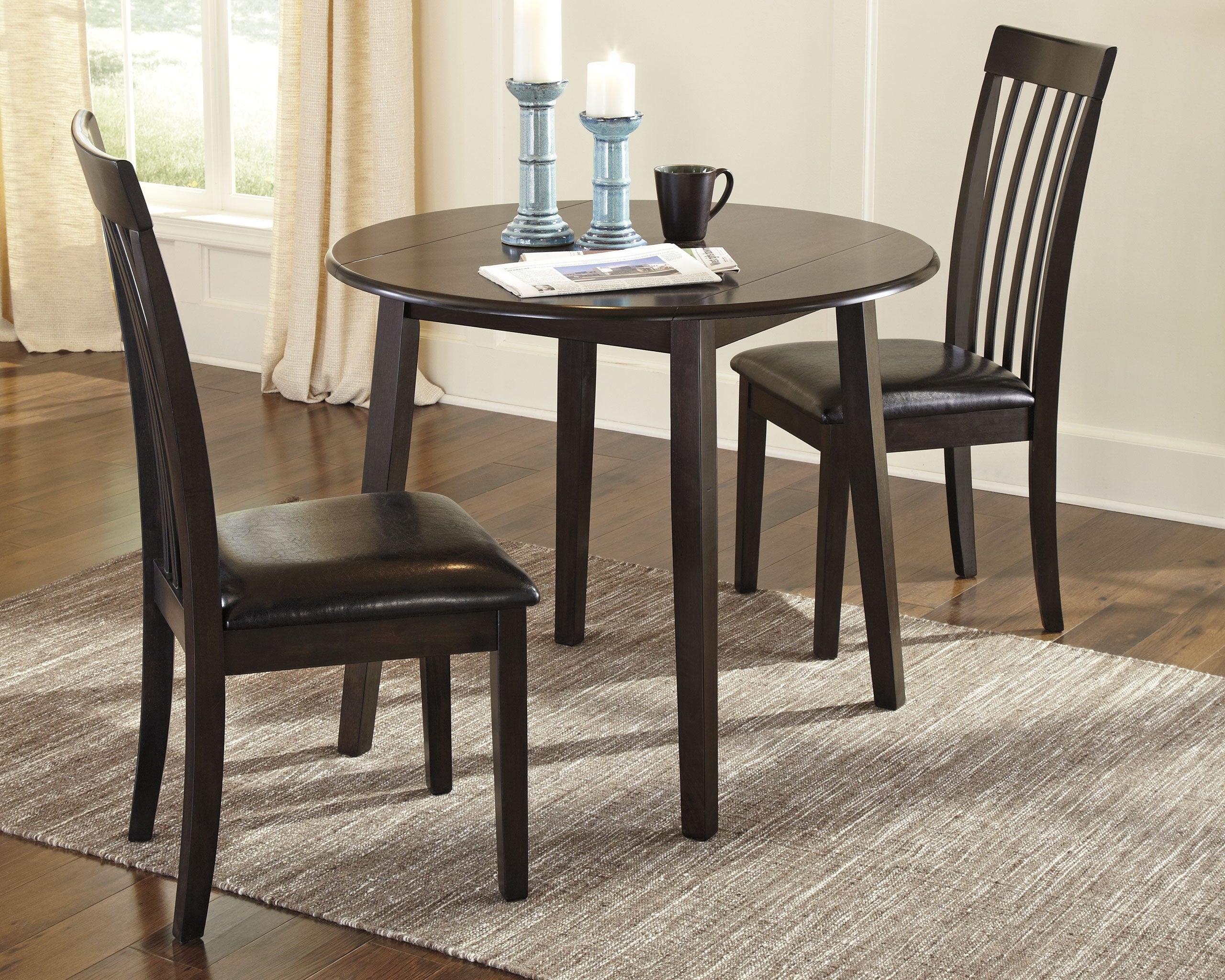Hammis Dark Brown Dining Table with 2 Chairs