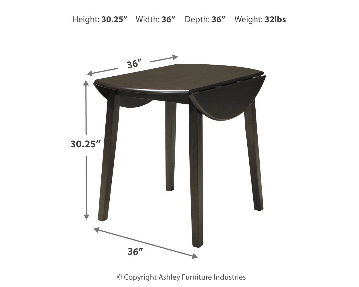 Hammis Dark Brown Dining Table with 2 Chairs