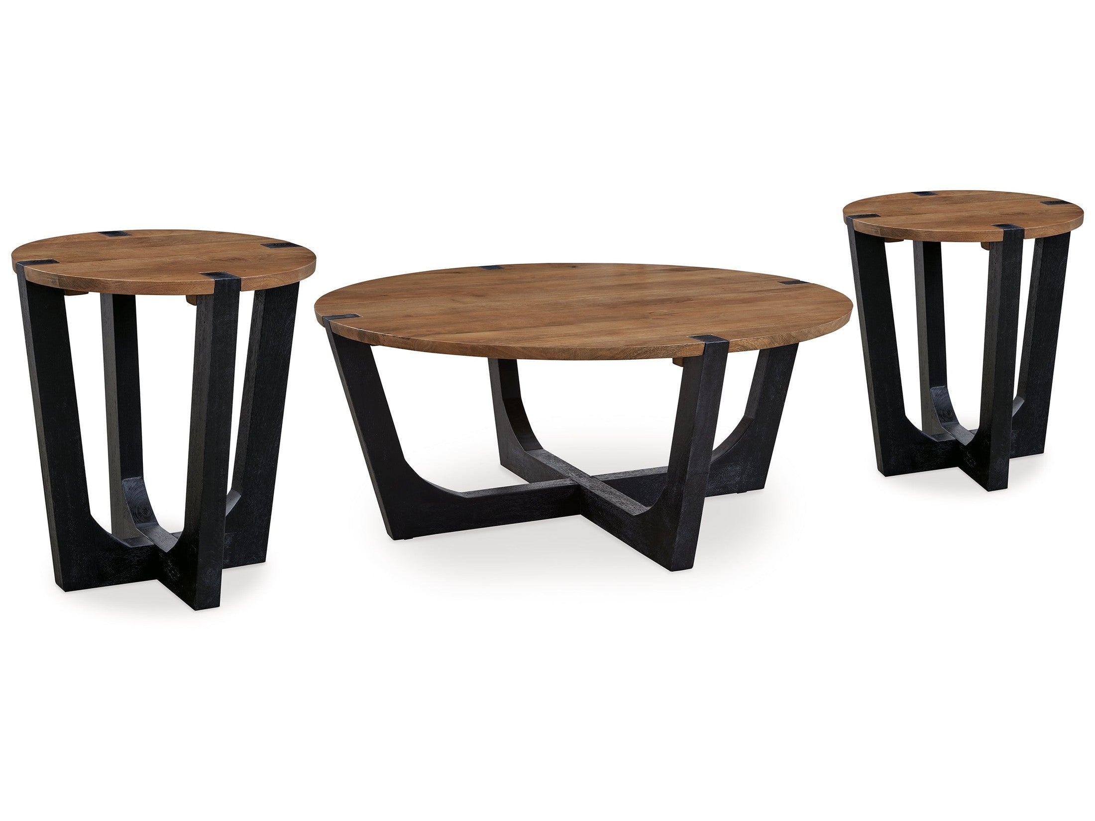 Hanneforth Brown/Black Coffee Table and 2 End Tables