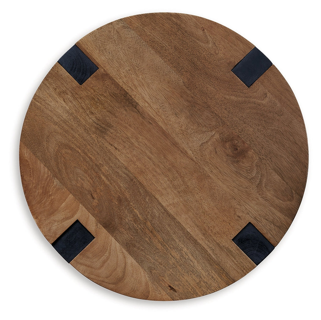 Hanneforth Brown/Black Coffee Table and 2 End Tables