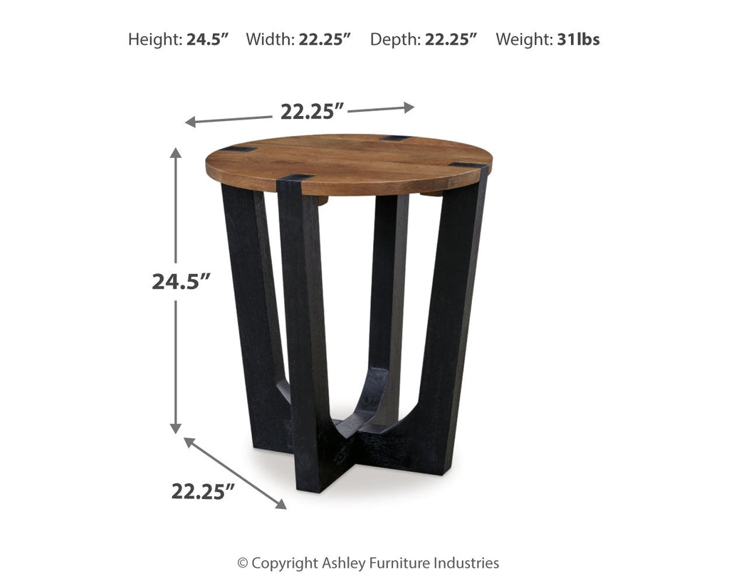 Hanneforth Brown/Black Coffee Table and 2 End Tables