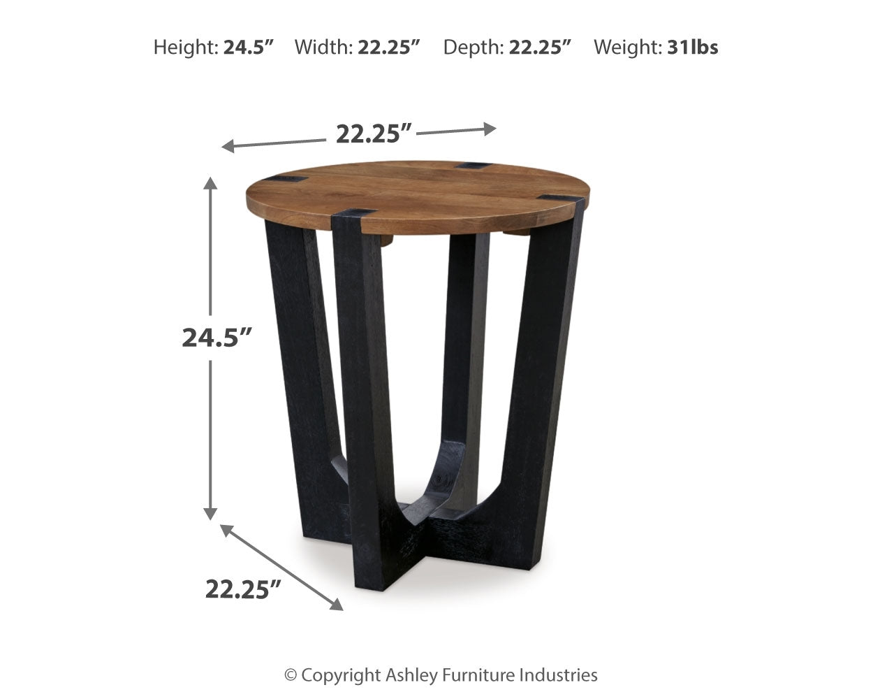 Hanneforth Brown/Black Coffee Table and 2 End Tables