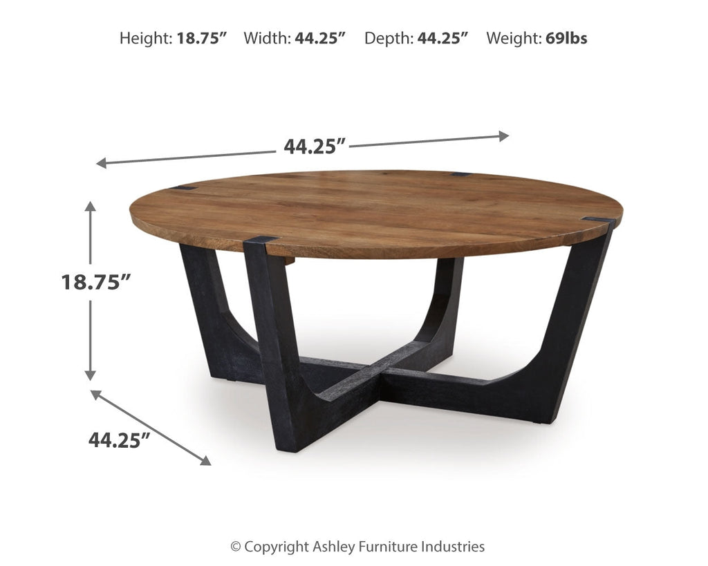 Hanneforth Brown/Black Coffee Table and 2 End Tables