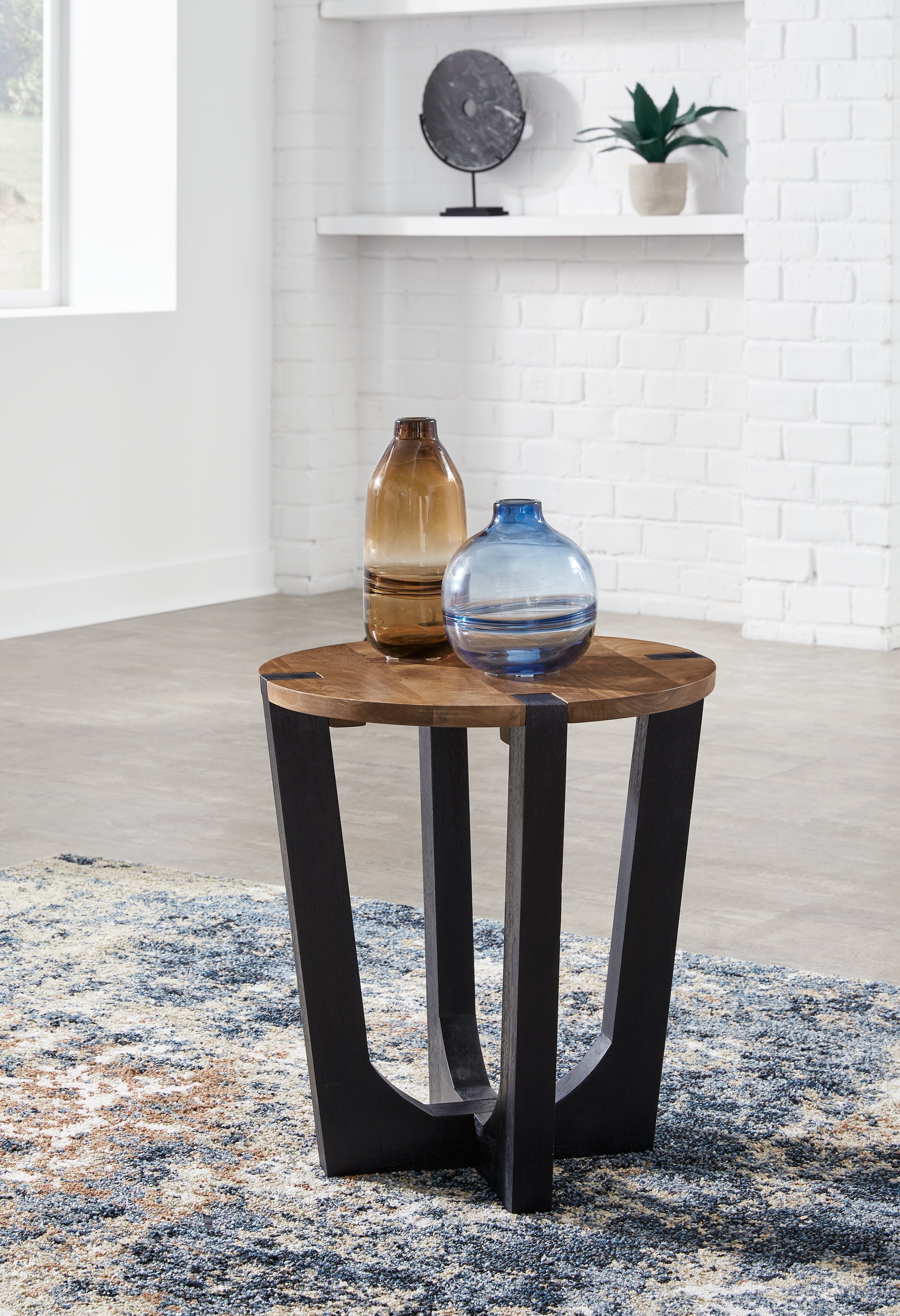 Hanneforth Brown/Black Coffee Table and 2 End Tables