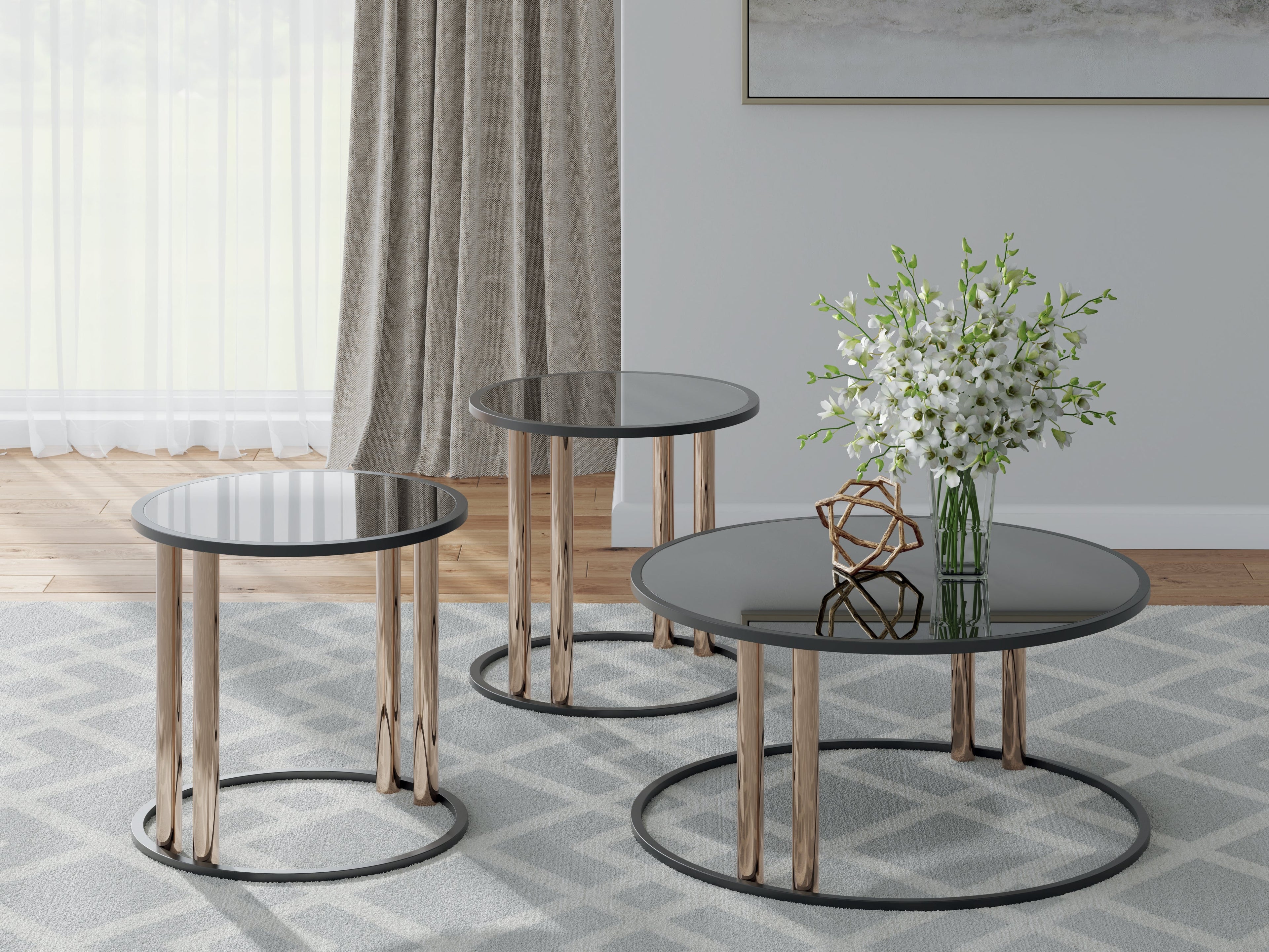 Hannerly Black/Gold Occasional Table Set (Set of 3)