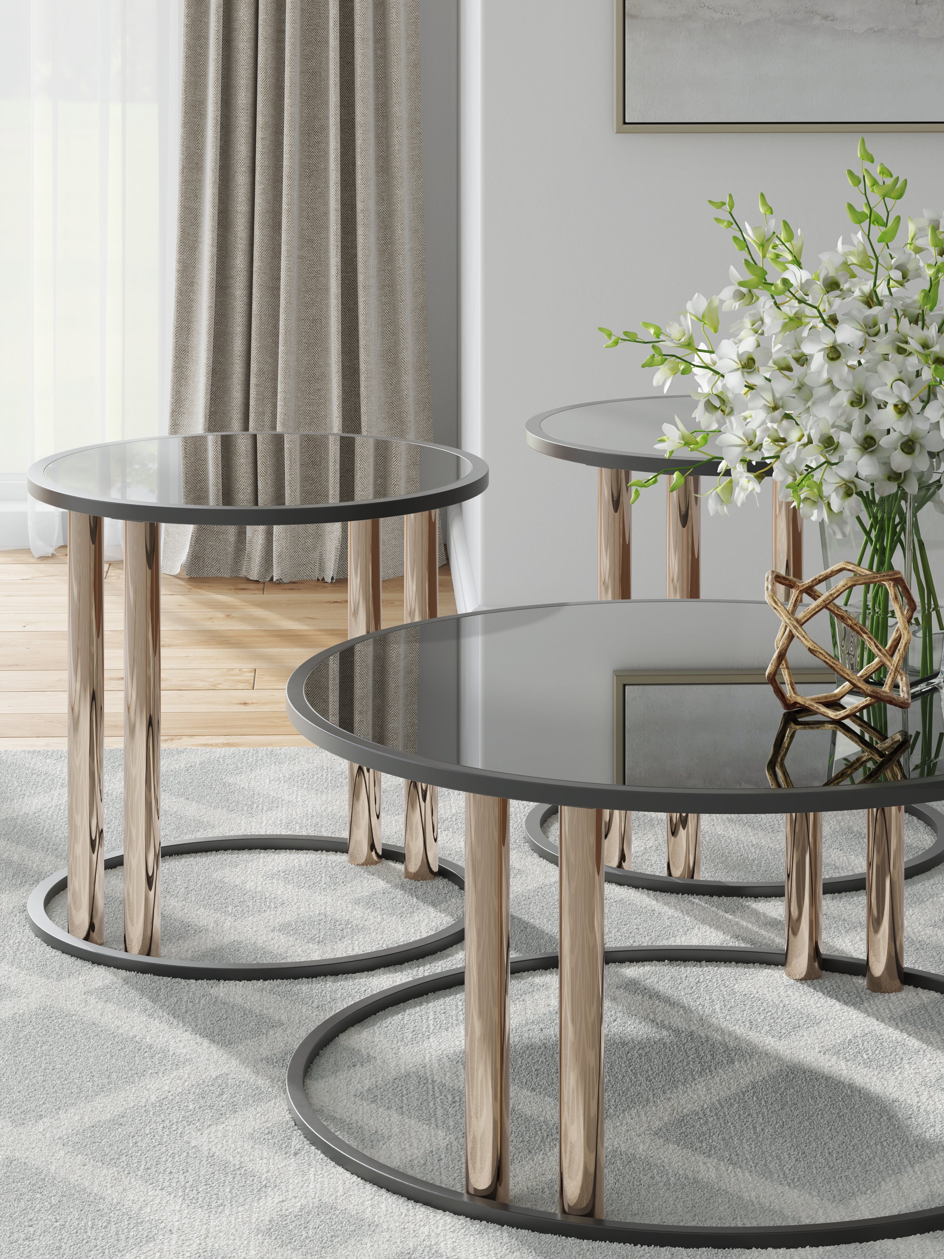 Hannerly Black/Gold Occasional Table Set (Set of 3)