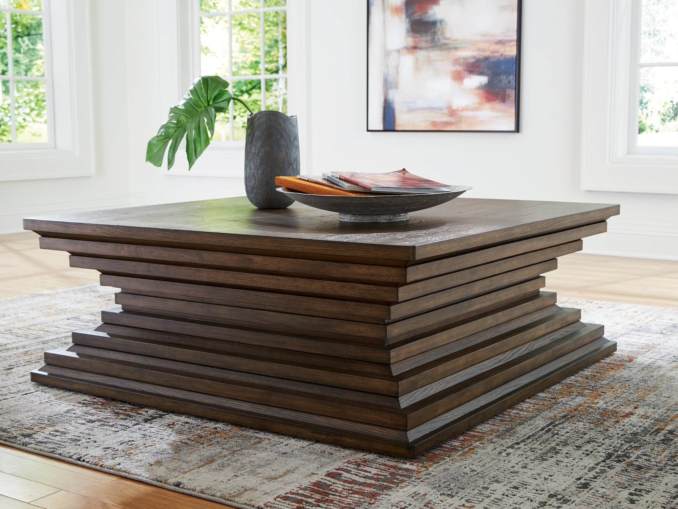 Hannodream Warm Brown Square Cocktail Table