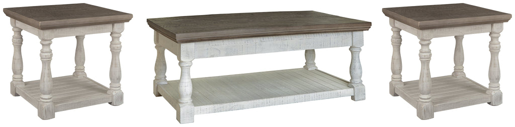 Havalance Gray/White Lift-Top Coffee Table and 2 Ends