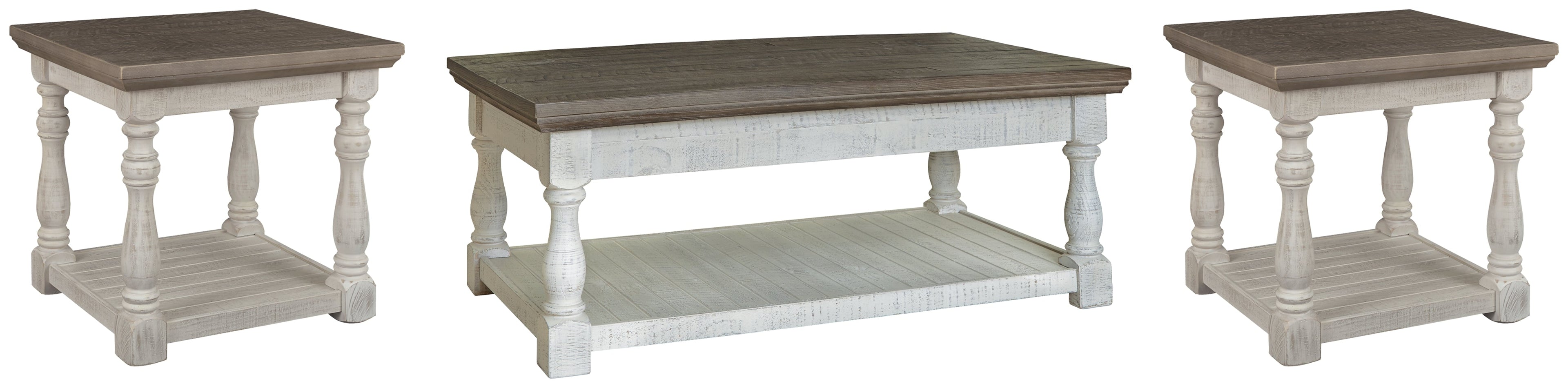 Havalance Gray/White Lift-Top Coffee Table and 2 Ends