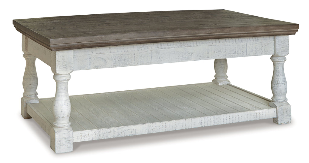 Havalance Gray/White Lift-Top Coffee Table and 2 Ends