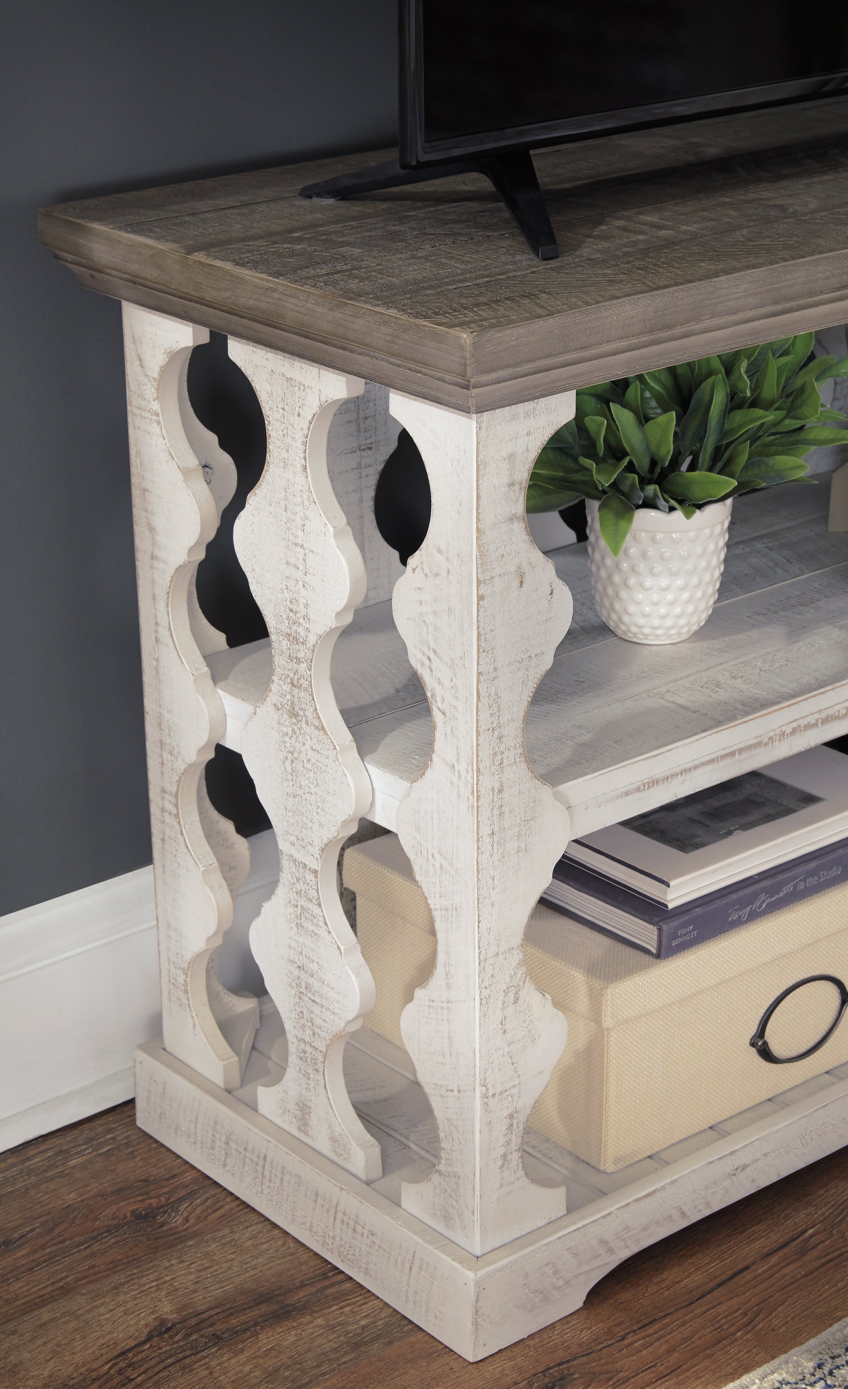 Havalance Gray & White Sofa/Console Table Balustrade-style
