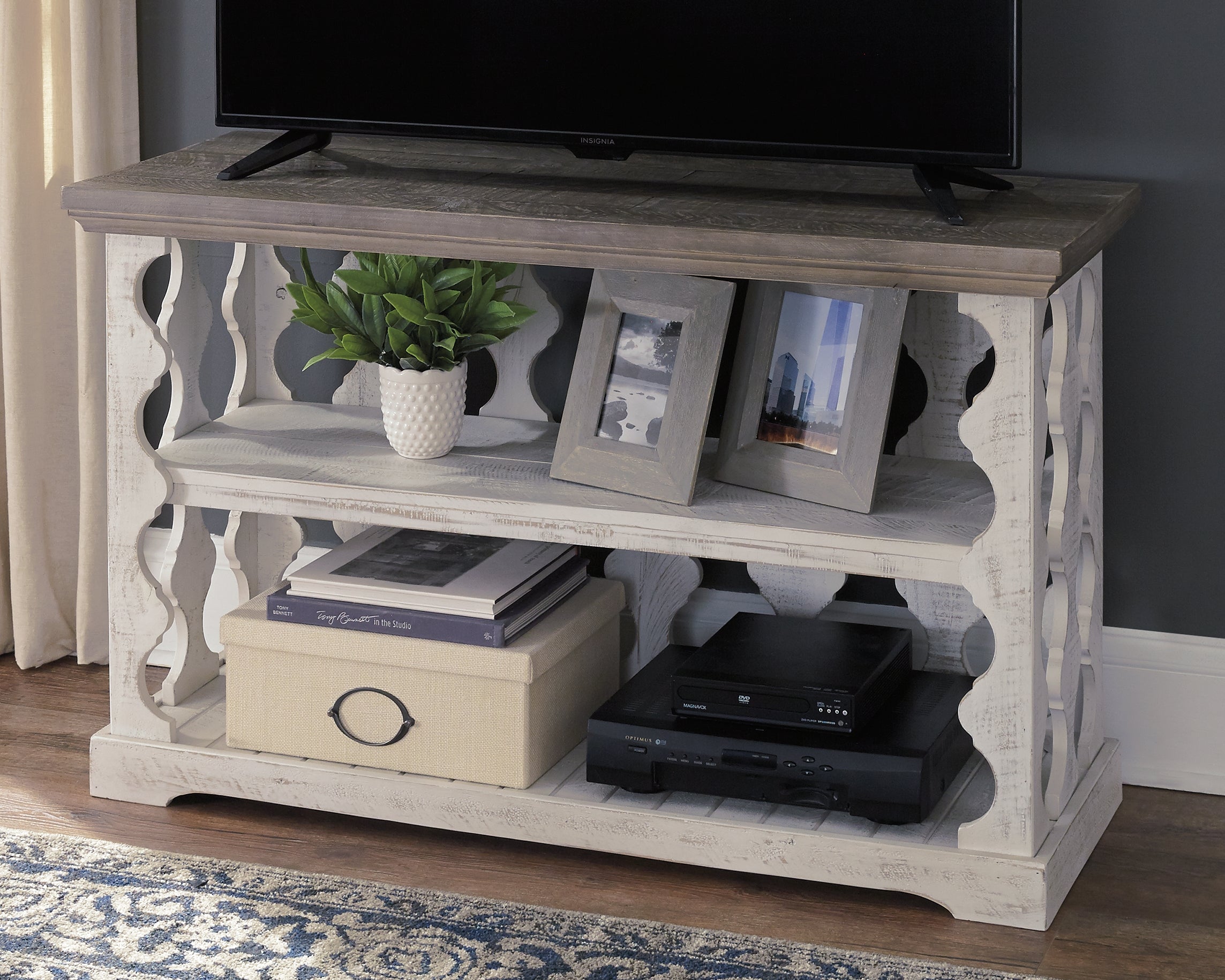 Havalance Gray & White Sofa/Console Table Balustrade-style