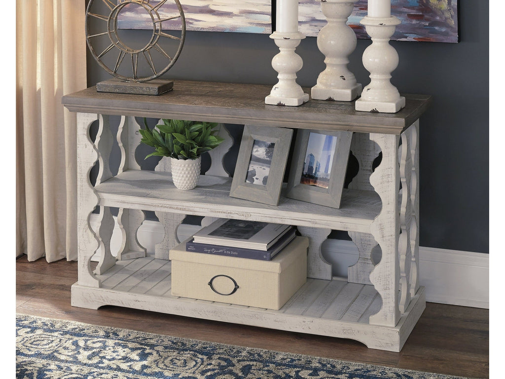 Havalance Gray & White Sofa/Console Table Balustrade-style