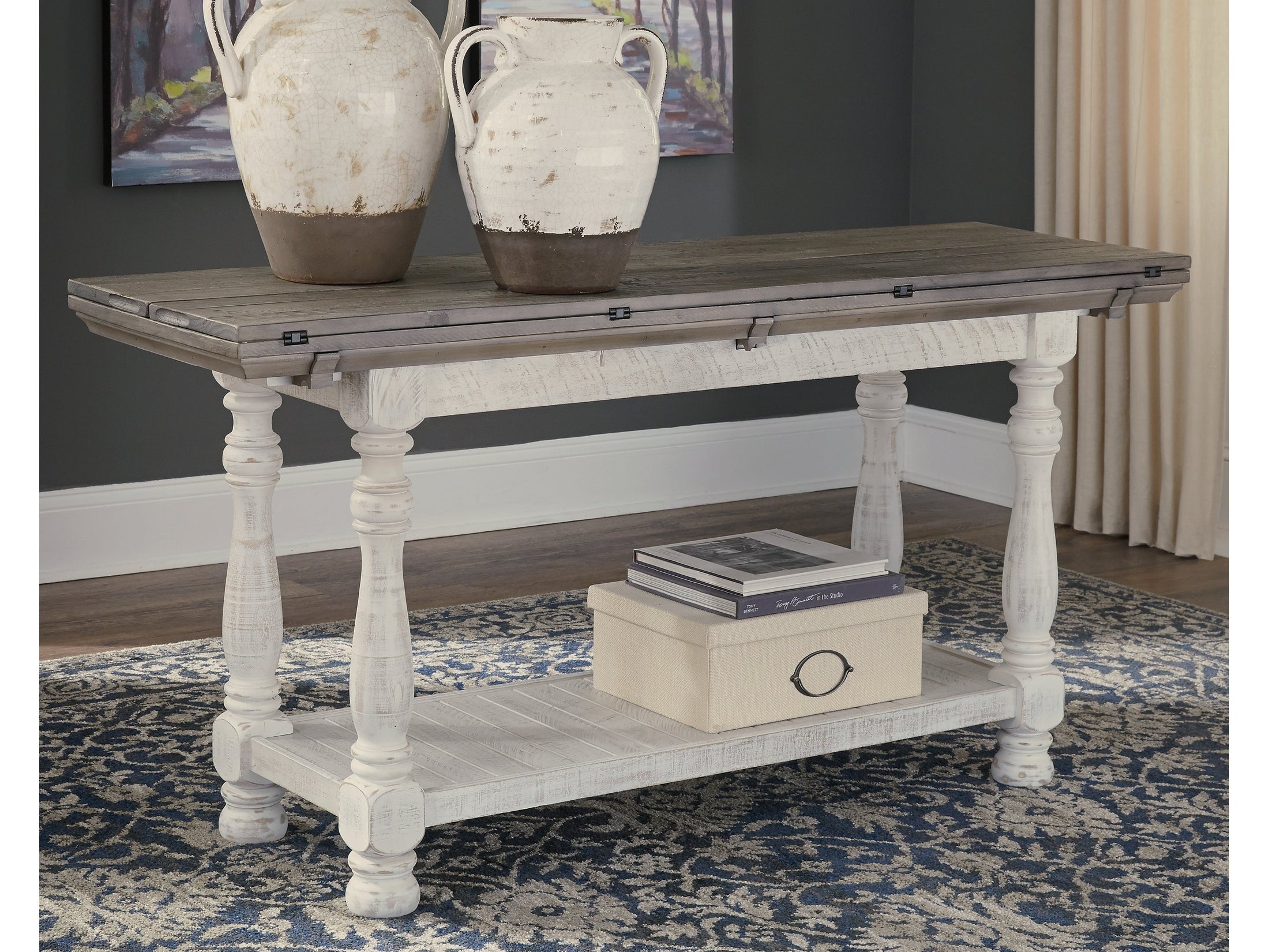 Havalance Gray/White Sofa/Console Table