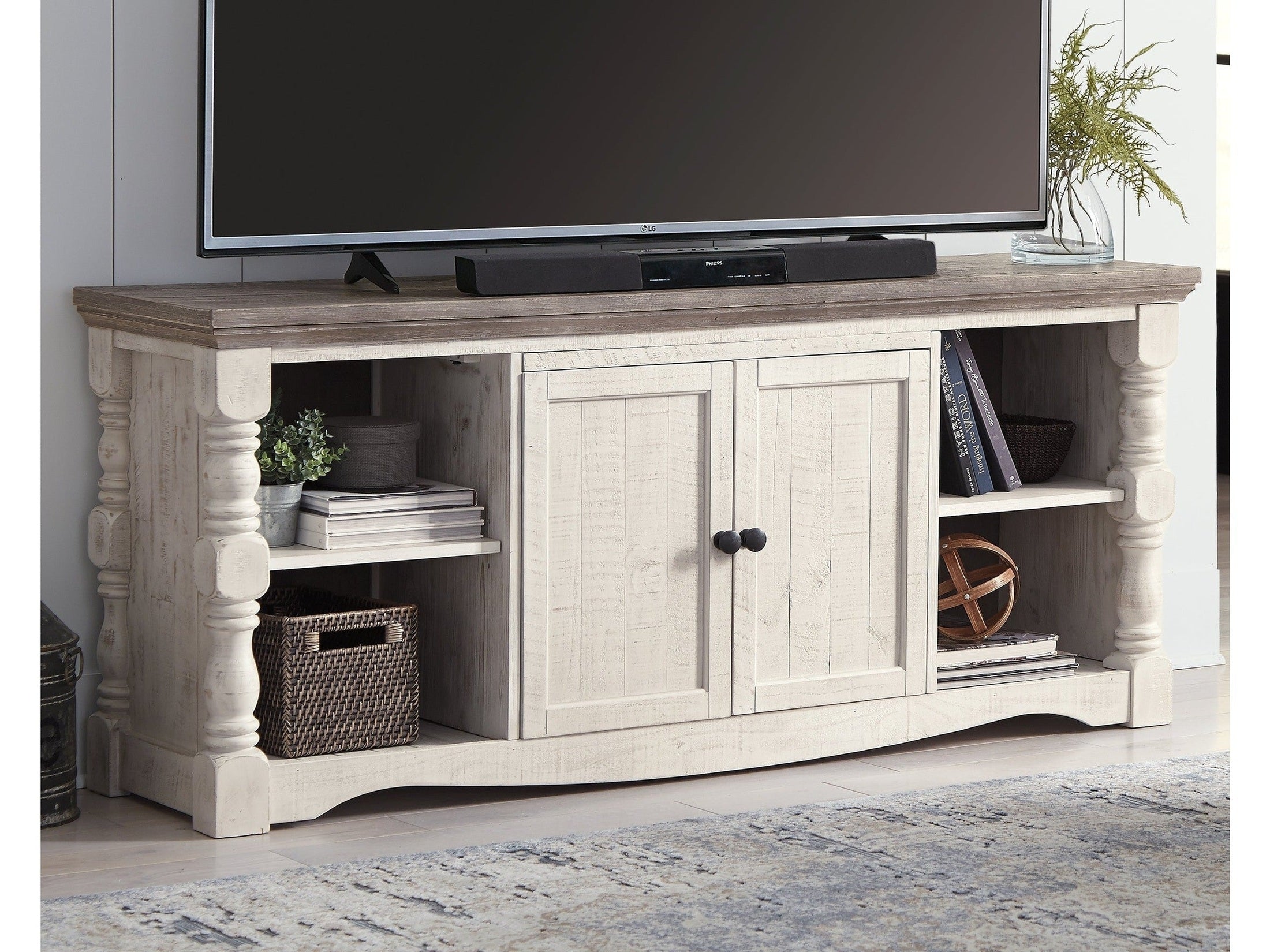 Havalance Weathered Gray & Vintage White 67" TV Stand