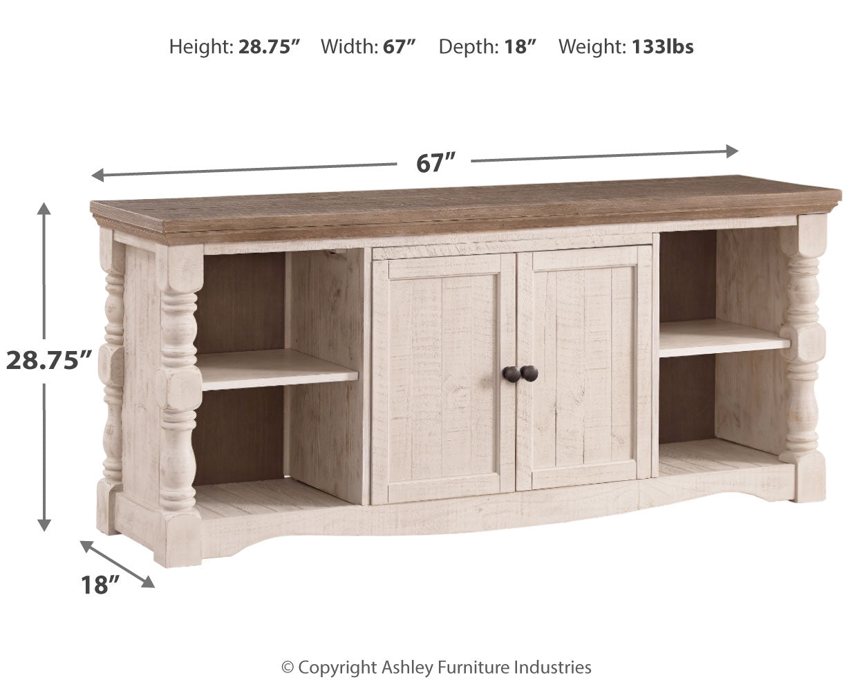 Havalance Weathered Gray & Vintage White 67" TV Stand