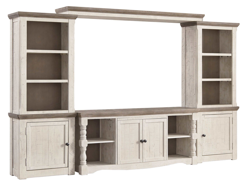 Havalance Weathered Gray & Vintage White Entertainment Center / 4pc