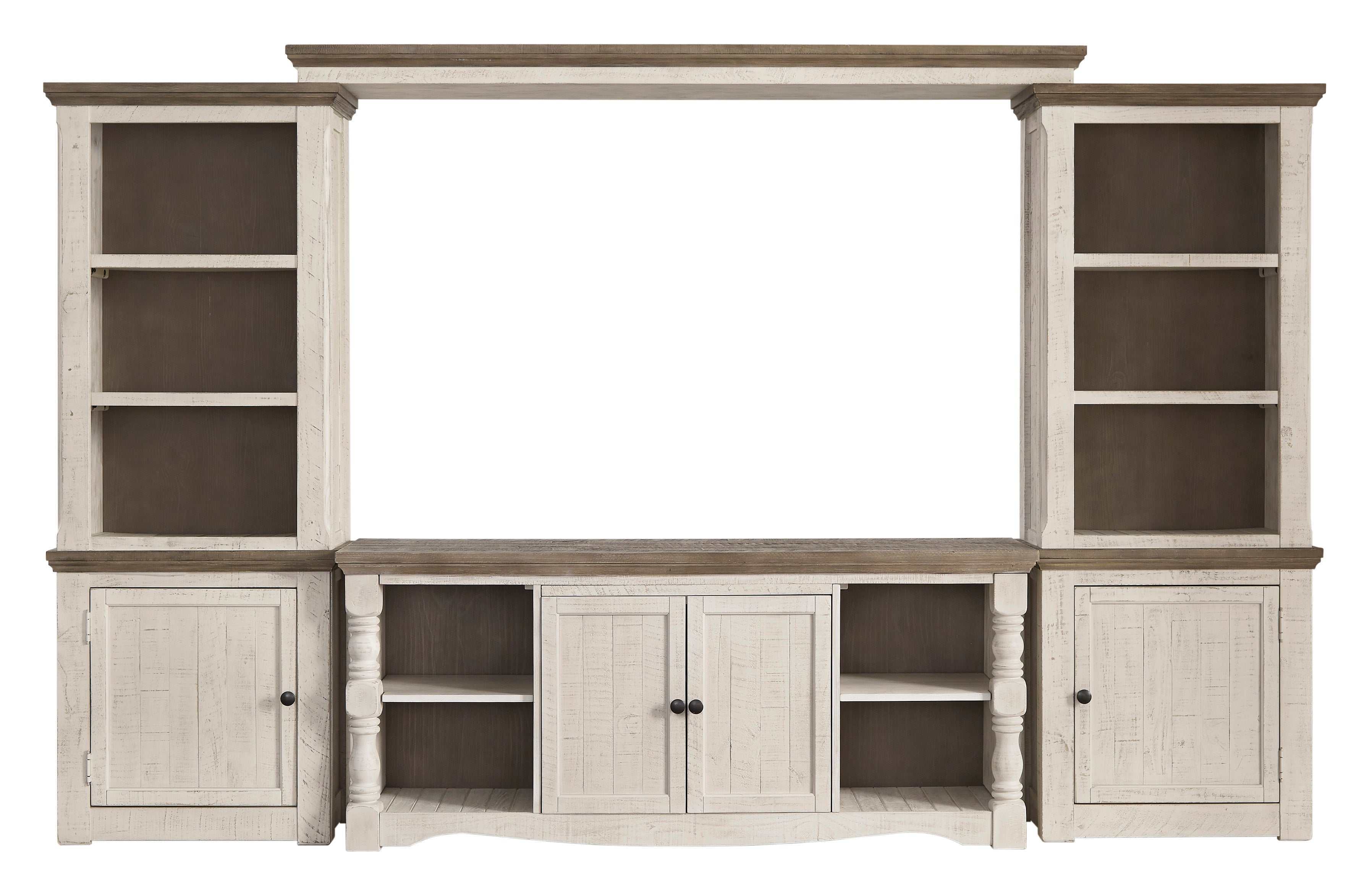 Havalance Weathered Gray & Vintage White Entertainment Center / 4pc