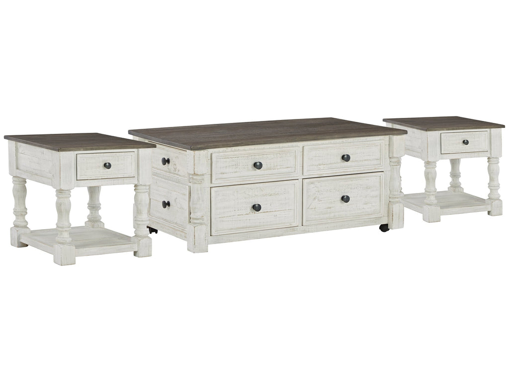Havalance White/Gray Lift Top Coffee Table and 2 End Tables