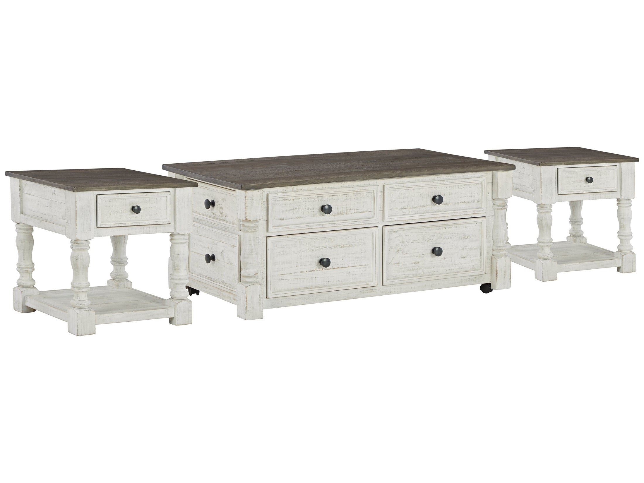 Havalance White/Gray Lift Top Coffee Table and 2 End Tables